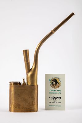 מקטרת אופיום סינית עשויה נחושת, . גובה 24 ס"מ