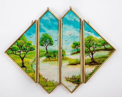 תמונת 'פאזל' מ 4 אריחים לתליה . אורך 29 ס"מ