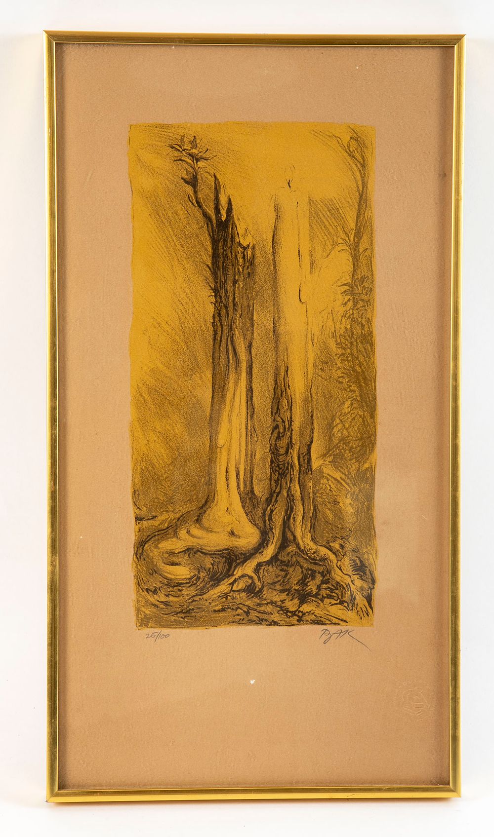 שמואל בק (נ. 1933) - Only Two רק שניים. ליטוגרפיה ממוסגרת, חתומה וממוספרת, 
מידות המסגרת 27x50 ס"מ