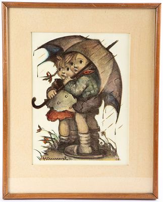 M.I.Hummel - שני ילדים ומטריה. הדפס ממוסגר
30x40 ס"מ