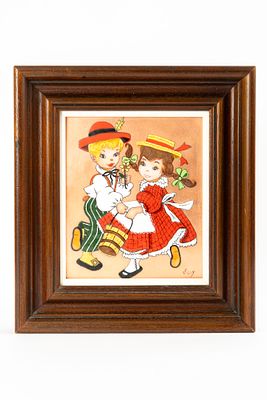 ג'ק וג'יל Jack and Jill. ציור אמאייל על נחושת,