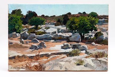 רוברט רוזנברג (נ. 1962) - נוף סלעי. שמן על קנבס מתוח