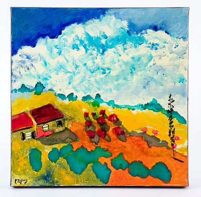 עודד פיינגרש (נ. 1938) - נוף בגולן. שמן על בד