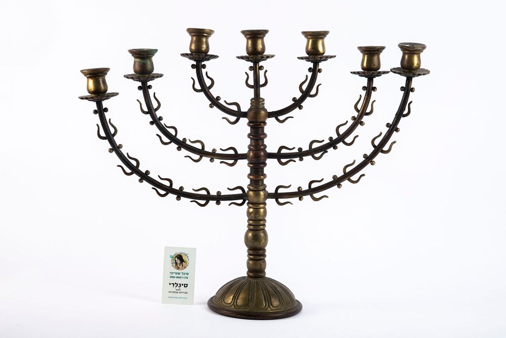מנורת שבעה קנים פולנית עתיקה, סביבות 1900. 54x44 ס"מ