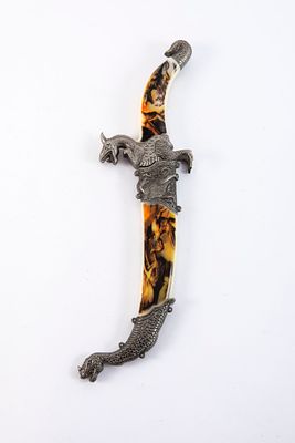 חרב עם נדן וידית פולימר, בעיטור דרקון. אורך 35 ס"מ