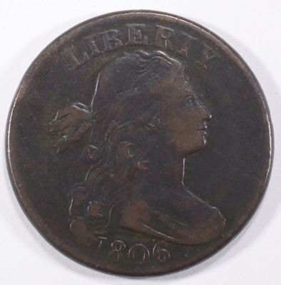 1806 LARGE CENT XF. TOP RATED AUCTION HOUSE ESTIMATE $1800 - $2000.