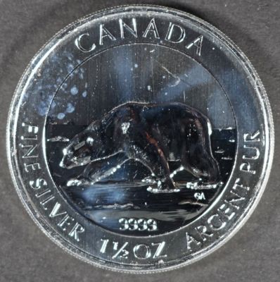2013 1.5 OZ CANADIAN POLAR BEAR .999 SILVER COIN. WEEKLY COIN & CURRENCY AUCTIONS ESTIMATE $90 - 