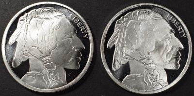 (2) 1oz .999 SILVER BUFFALO ROUNDS. WEEKLY COIN & CURRENCY AUCTIONS ESTIMATE $80 - $120.