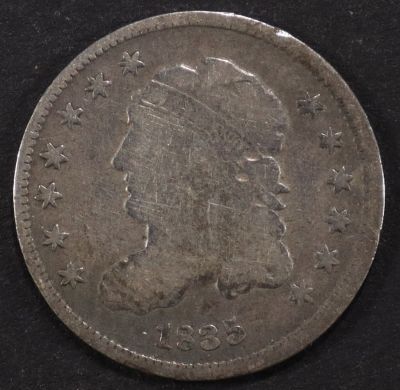 1835 BUST HALF DIME G/VG. TOP RATED AUCTION HOUSE ESTIMATE $75 - $100.