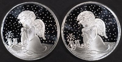 (2) 1 OZ .999 SILVER 2023 ANGEL ROUNDS. TOP RATED AUCTION HOUSE ESTIMATE $100 - $150.