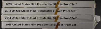 (2) 2013, (1) 2014-2015 PRES $1 PROOF SETS. BID WITH SILVER CITY AUCTIONS ESTIMATE $75 - $100.