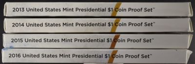2013-2016 PRES $1 PROOF SETS. TOP RATED AUCTION HOUSE ESTIMATE $75 - $100.