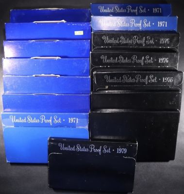 (3) 1968-69, (3) 71, (3) 76, (3) 79 US PROOF SETS. CHECK OUT OUR UPCOMING AUCTIONS ESTIMATE $130 