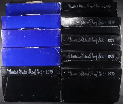 (4) 1968 & (6) 1979 US PROOF SETS. LEADERS IN ON-LINE AUCTIONS ESTIMATE $110 - $160.