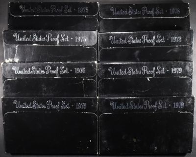 (2) 1975-1976, (2) 1978-1979 US PROOF SETS. WEEKLY COIN & CURRENCY AUCTIONS ESTIMATE $110 - $160.