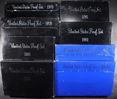 (2) 1979, (4) 1981, (2) 1983 US PROOF SETS. TOP RATED AUCTION HOUSE ESTIMATE $90 - $130.