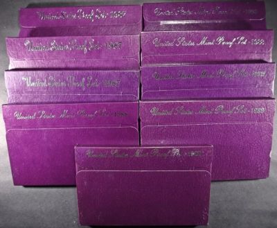 (3) 1987-1989 US PROOF SETS. LEADERS IN ON-LINE AUCTIONS ESTIMATE $75 - $100.