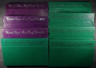 1991-98 US PROOF SETS. TOP RATED AUCTION HOUSE ESTIMATE $100 - $130.