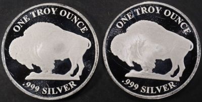 (2) 1 OZ .999 SILVER BUFFALO ROUNDS. CHECK OUT OUR UPCOMING AUCTIONS ESTIMATE $100 - $150.