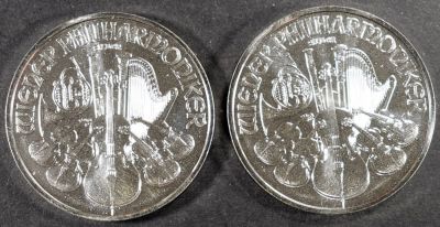 (2) 1 OZ .999 SILVER 2024 PHILHARMONIC ROUNDS. LEADERS IN ON-LINE AUCTIONS ESTIMATE $110 - $160.