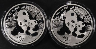 (2) 1 OZ .999 SILVER 2024 CHINESE PANDA ROUNDS. TOP RATED AUCTION HOUSE ESTIMATE $110 - $160.