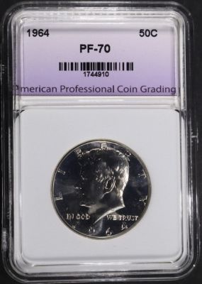 1964 KENNEDY HALF DOLLAR APCG PERFECT GEM PROOF. WEEKLY COIN & CURRENCY AUCTIONS ESTIMATE $2000 