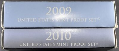 2009 & 2010 US PROOF SETS. WEEKLY COIN & CURRENCY AUCTIONS ESTIMATE $100 - $150.
