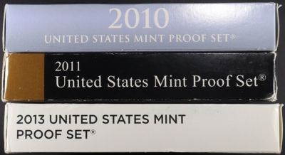 (1) 2010-2011, (1) 2013 US PROOF SETS. LEADERS IN ON-LINE AUCTIONS ESTIMATE $130 - $180.
