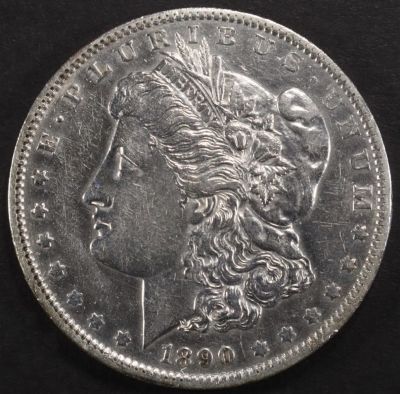 1890-O MORGAN DOLLAR AU. TOP RATED AUCTION HOUSE ESTIMATE $60 - $80.