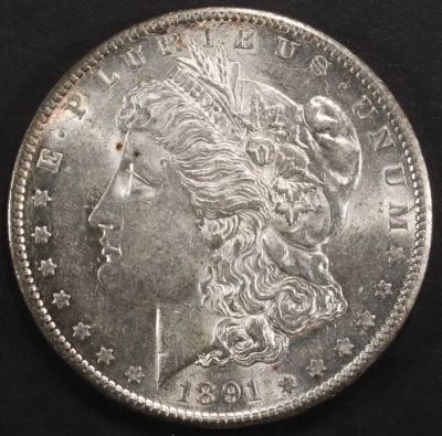 1891-S MORGAN DOLLAR BU. WEEKLY COIN & CURRENCY AUCTIONS ESTIMATE $130 - $150.