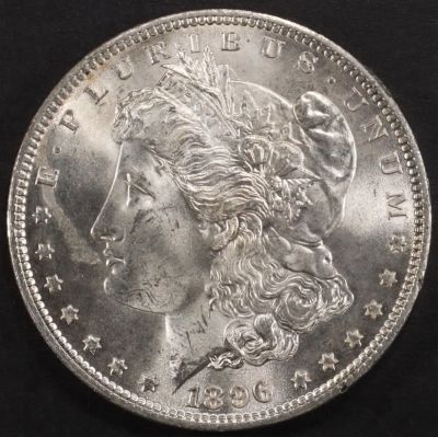 1896 MORGAN DOLLAR CH BU. WEEKLY COIN & CURRENCY AUCTIONS ESTIMATE $100 - $130.