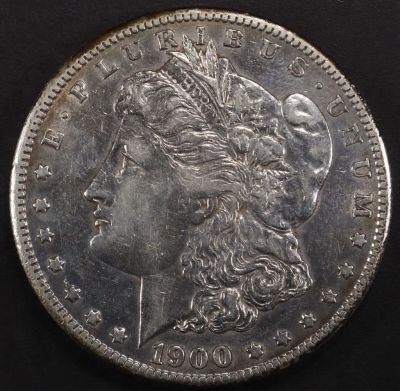 1900-S MORGAN DOLLAR XF/AU. WEEKLY COIN & CURRENCY AUCTIONS ESTIMATE $100 - $130.