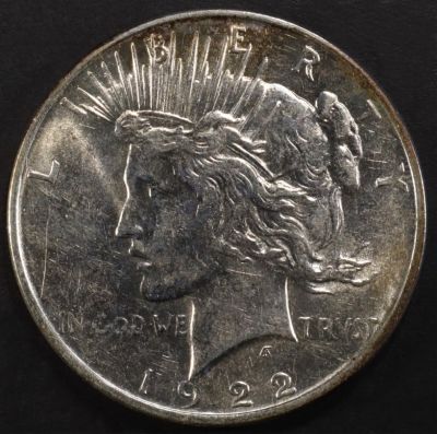 1922-D PEACE DOLLAR BU. WEEKLY COIN & CURRENCY AUCTIONS ESTIMATE $60 - $80.
