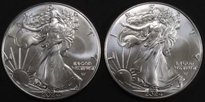 (2) 2024 AMERICAN SILVER EAGLES. CHECK OUT OUR UPCOMING AUCTIONS ESTIMATE $100 - $150.