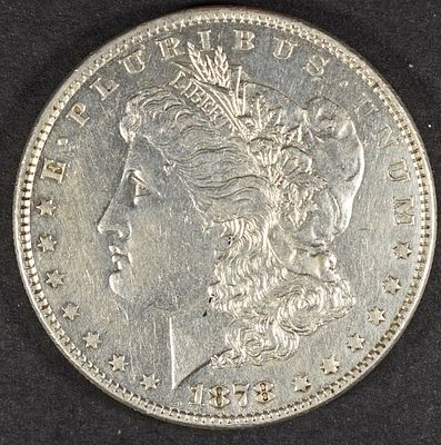 1878 8TF MORGAN DOLLAR AU. ESTIMATE $150 - $200.