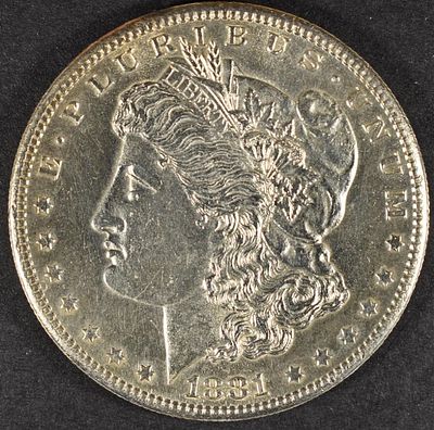 1881-S MORGAN DOLLAR CH BU. LEADERS IN ON-LINE AUCTIONS ESTIMATE $100 - $130.