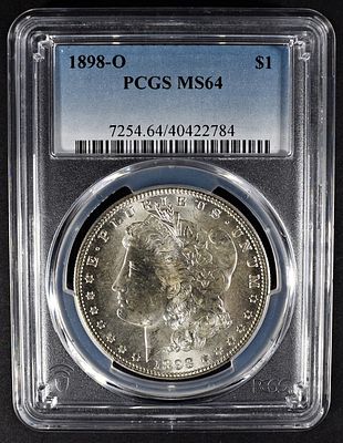 1898-O MORGAN DOLLAR PCGS MS-64. BID WITH SILVER CITY AUCTIONS ESTIMATE $150 - $200.