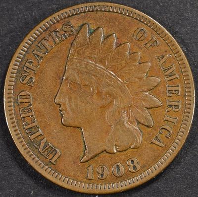 1908-S INDIAN CENT XF. ESTIMATE $150 - $200.