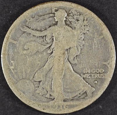 1916-S OBV WALKING LIBERTY HALF DOLLAR GOOD. TOP RATED AUCTION HOUSE ESTIMATE $150 - $200.