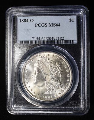 1884-O MORGAN DOLLAR PCGS MS64. WEEKLY COIN & CURRENCY AUCTIONS ESTIMATE $100 - $150.