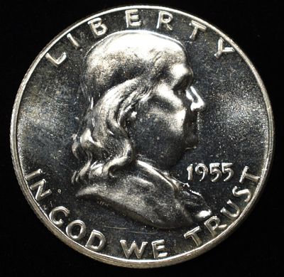 1955 FRANKLIN HALF GEM PROOF. ESTIMATE $100 - $130.