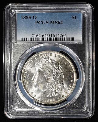 1885-O MORGAN DOLLAR PCGS MS64. TOP RATED AUCTION HOUSE ESTIMATE $130 - $150.