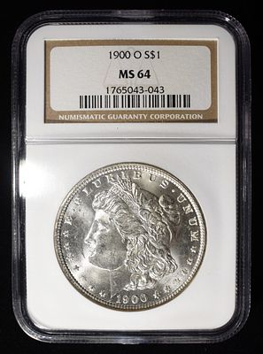 1900-O MORGAN DOLLAR NGC MS 64. BID WITH SILVER CITY AUCTIONS ESTIMATE $100 - $150.