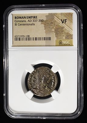 AD 337-350 CONSTANS, BI CENTENIONALIS NGC VF. ROMAN EMPIRE ESTIMATE $150 - $200.