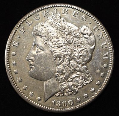 1890-CC MORGAN DOLLAR BU PROOF LIKE REVERSE. TOP RATED AUCTION HOUSE ESTIMATE $1300 - $1500.