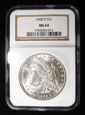 1900-O MORGAN DOLLAR NGC MS 64. CHECK OUT OUR UPCOMING AUCTIONS ESTIMATE $100 - $150.