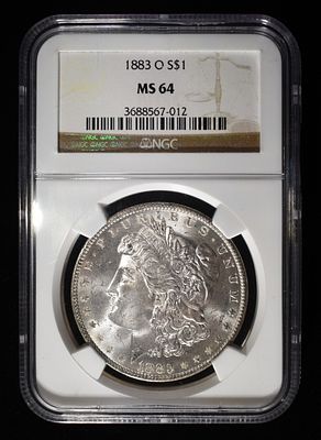 1883-O MORGAN DOLLAR NGC MS64. WEEKLY COIN & CURRENCY AUCTIONS ESTIMATE $100 - $150.