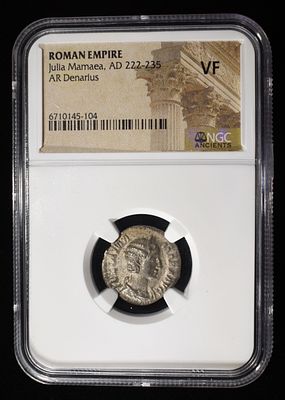 AD 222-235 JULIA MAMAEA AR DENARIUS NGC VF. ROMAN EMPIRE ESTIMATE $250 - $300.