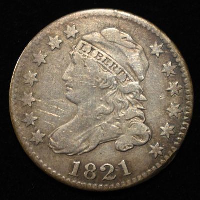 1821 BUST DIME VF/XF. BID WITH SILVER CITY AUCTIONS ESTIMATE $300 - $350.