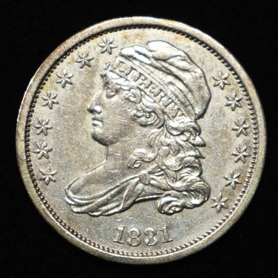 1831 BUST DIME CH AU. LEADERS IN ON-LINE AUCTIONS ESTIMATE $500 - $600.